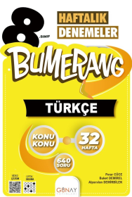 Günay Yayınları 8.Sınıf Bumerang 32’lik Haftalık Türkçe Denemeleri